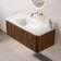 Sorrento Fluted Black Walnut Wall Hung Drawer Vanity with Matt White Basin 1000mm
