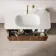 Sorrento Fluted Black Walnut Wall Hung Drawer Vanity with Matt White Basin 1000mm