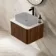 Sorrento Fluted Black Walnut Wall Hung Drawer Vanity with Marble Top 600mm - Excludes Counter Top Basin