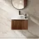 Sorrento Fluted Black Walnut Wall Hung Drawer Vanity with Marble Top & Nevis Basin 600mm
