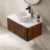Sorrento Fluted Black Walnut Wall Hung Drawer Vanity with Marble Top & Nevis Basin 800mm
