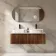 Sorrento Fluted Black Walnut Double Wall Hung Drawer Vanity with Marble Top & Marin Basin 1200mm
