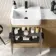 Sicily Fluted Country Oak Basin Vanity with Marble Top & Back To Wall Unit 1200mm (Excludes Toilet) - Black Accents