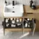 Sicily Fluted Country Oak Combination Vanity Basin 1500mm (Excludes Toilet) - Black Accents