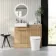 Sicily Fluted Country Oak Combination Vanity Basin with Marble Top & Tucson Toilet 1000mm - Chrome Handles