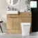 Sicily Fluted Country Oak Combination Vanity Basin with Marble Top & Houston Toilet 1000mm - Chrome Handles