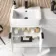 Sicily Fluted Coastal White Combination Vanity Basin and Miami Toilet 1200mm - Black Accents