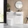 Sicily Fluted Coastal White Combination Vanity Basin and Tucson Toilet 1200mm - Black Accents - Right Handed