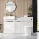 Sicily Fluted Coastal White Combination Vanity Basin with Marble Top & Tucson Toilet 1500mm - Black Accents