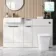 Sicily Fluted Coastal White Combination Vanity Basin with Marble Top & Houston Toilet 1500mm - Black Accents