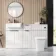 Sicily Fluted Coastal White Combination Vanity Basin with Marble Top & Houston Toilet 1500mm - Black Accents