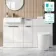Sicily Fluted Coastal White Combination Vanity Basin with Marble Top & Utah Comfort Height Toilet 1500mm - Black Accents