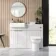 Sicily Fluted Coastal White Combination Vanity Basin and Aruba Toilet 1200mm - Brushed Brass Accents