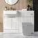 Sicily Fluted Coastal White Basin Vanity and Back To Wall Toilet Unit 1200mm (Excludes Toilet) - Brushed Brass Accents - Left Handed