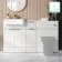 Sicily Fluted Coastal White Combination Vanity Basin 1500mm (Excludes Toilet) - Brushed Brass Accents