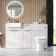 Sicily Fluted Coastal White Combination Vanity Basin and Aruba Toilet 1500mm - Chrome Handles