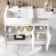 Sicily Fluted Coastal White Combination Vanity Basin with Marble Top & Tucson Toilet 1500mm - Chrome Handles