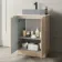 Crete Fluted Apex Oak Vanity with Marble Top 600mm - Excludes Counter Top Basin