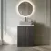 Crete Fluted Charcoal Elm Vanity with Marble Top 600mm - Excludes Counter Top Basin