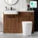 Sicily Fluted Black Walnut Combination Vanity Basin and Utah Comfort Height Toilet 1200mm - Black Accents - Left Handed