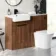 Sicily Fluted Black Walnut Combination Vanity Basin with Marble Top & Tucson Toilet 1200mm - Black Accents