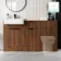 Sicily Fluted Black Walnut Combination Vanity Basin 1500mm (Excludes Toilet) - Black Accents