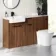 Sicily Fluted Black Walnut Combination Vanity Basin with Marble Top & Tucson Toilet 1500mm - Black Accents