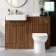 Sicily Fluted Black Walnut Combination Vanity Basin and Miami Toilet 1200mm - Brushed Brass Accents