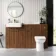 Sicily Fluted Black Walnut Combination Vanity Basin and Aruba Toilet 1500mm - Brushed Brass Accents