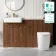 Sicily Fluted Black Walnut Combination Vanity Basin with Marble Top & Utah Comfort Height Toilet 1500mm - Brushed Brass Accents