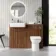 Sicily Fluted Black Walnut Combination Vanity Basin and Aruba Toilet 1200mm - Chrome Handles
