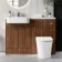 Sicily Fluted Black Walnut Combination Vanity Basin and Tucson Toilet 1200mm - Chrome Handles - Left Handed