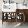 Sicily Fluted Black Walnut Combination Vanity Basin with Marble Top 1500mm (Excludes Toilet) - Chrome Handles