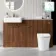 Sicily Fluted Black Walnut Combination Vanity Basin with Marble Top & Tucson Toilet 1500mm - Chrome Handles