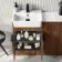 Sicily Fluted Black Walnut Combination Vanity Basin with Marble Top & Tucson Toilet 1000mm - Black Accents