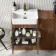 Sicily Fluted Black Walnut Combination Vanity Basin and Miami Toilet 1000mm - Brushed Brass Accents