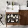 Sicily Fluted Black Walnut Combination Vanity Basin with Marble Top & Tucson Toilet 1000mm - Brushed Brass Accents