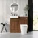 Sicily Fluted Black Walnut Combination Vanity Basin with Marble Top & Tucson Toilet 1000mm - Chrome Handles