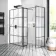 Munich Matt Black Grid 8mm Walk In Shower Enclosure 1200mm & 700mm Glass with Pivotal Return Panel