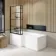 Zurich Easy Clean Matt Black Grid L Shaped Bath Screen - 800mm