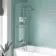 P Shaped 1600 Shower Bath with Front Panel & 4mm Screen with Rail - Left Handed