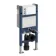 Idaho Pneumatic Top & Front Compact Wall Hung Toilet Frame and Concealed Cistern with Brushed Gunmetal Flush Plate - Round Buttons