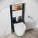 Idaho Pneumatic Wall Hung Toilet Frame and Concealed Cistern with Brushed Copper Flush Plate - Round Buttons