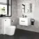 Avon Gloss White Wall Hung Basin Drawer Vanity 600mm - Black Accents