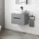 Avon Stone Grey Wall Hung Drawer Vanity with Curved Counter Top Basin 600mm - Black Accents