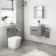 Avon Stone Grey Wall Hung Drawer Vanity with Curved Counter Top Basin 600mm - Black Accents