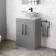 Avon Stone Grey Vanity with Marble Top & Oval Counter Top Basin 600mm - Black Accents