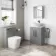 Avon Stone Grey Vanity with Marble Top & Oval Counter Top Basin 600mm - Black Accents