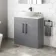 Avon Stone Grey Vanity with Marble Top & Oval Counter Top Basin 800mm - Black Accents