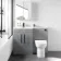 Avon Stone Grey Combination Vanity Basin and Aruba Toilet 1100mm - Black Accents - Left Handed